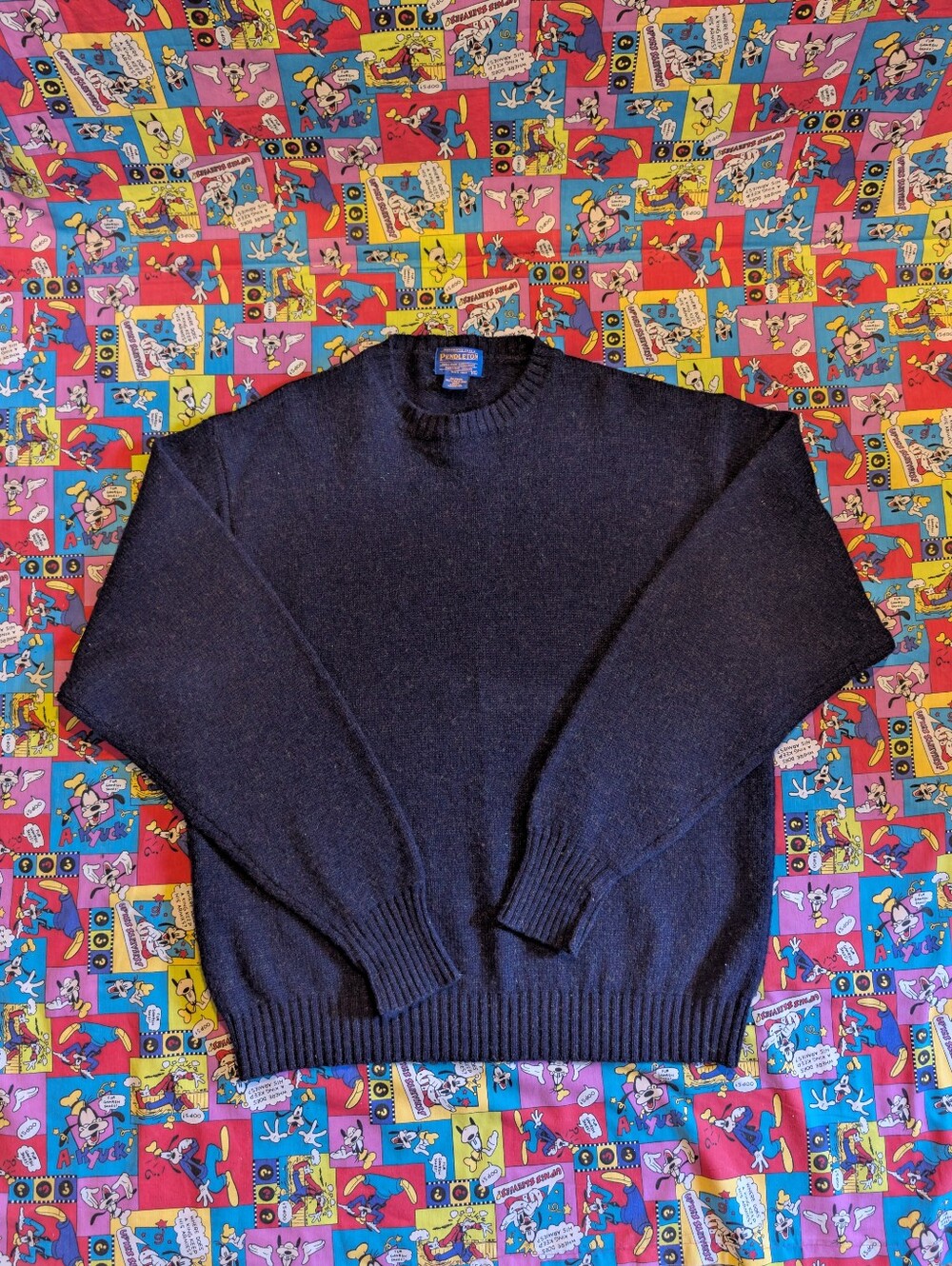 VTG 80's 90's Pendleton Men's Dark Navy/Purple Sweater 100% Shetland Wool XXL